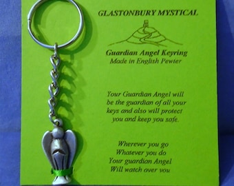 Handmade Pewter Keyring  *GUARDIAN ANGEL*  Full of wonderful detail. Comes carded with beautiful verses.   Holds lots of Keys.