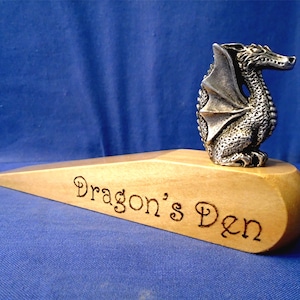 Handmade Wood & Pewter *Door Wedge/Door Stopper*   *Mythical Dragon*  *Dragon&#39;s Den*
