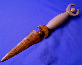 Handmade Wooden Unique *Goddess Handle ~ Crescent Moon Athame*  Goddess,Pagan, Ceremonial, Ritual