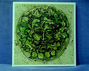 Greeting Card  *Green Man Speckled*     Lovely card for any occasion.