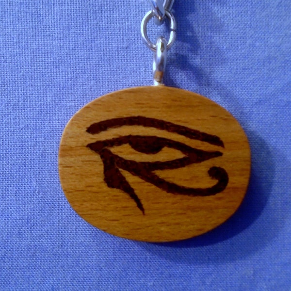Handmade Wooden Keyring *The Eye Of Horus*  Egyptian Symbol (This Symbol is on Both Sides of the keyring. Made in Beech. Holds lots of Keys.