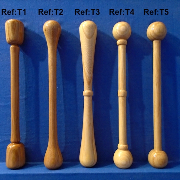 Madera hecha a mano *Volquete/Batidor* (Una selección de 5 diferentes) Úselo para tocar el tambor Bodhran, celta, irlandés, escocés, galés, arte popular.