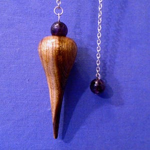 Handgefertigtes Pendel aus Holz *Peardrop mit Amethyst* Verwenden Sie für: Heilung, Allergietest, Chakra-Ausgleich, Pendeln mit Pendeln, Pendeln mit Amethyst