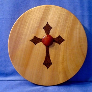 Handmade Wooden Wall Plaque with a Celtic Cross and a Carnelian Gemstone Cabochon. OR you can have this as a Display Piece including a Stand