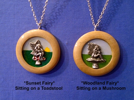 Choice Of: Handmade Hand-painted Wooden Pendant With a Pewter