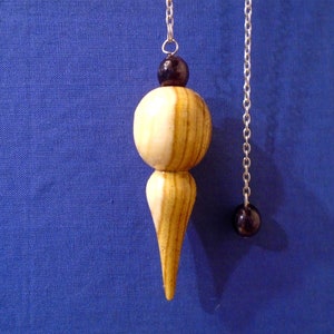 Handmade Wooden Dowsing Pendulum with Amethyst *Moon*  Use for: Healing, Allergy Testing, Chakra Balancing, Map Dowsing, etc.