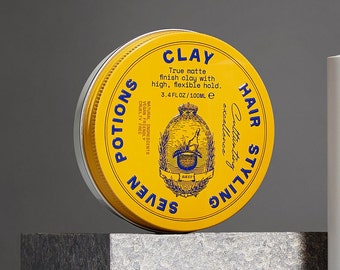Seven Potions Hair Styling Clay, Matte Finish, High Hold 100ml, Natural, Vegan, Cruelty Free