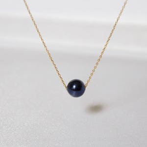 Dark Blue Swarovski Pearl Necklace: Gold, Rose Gold, or Silver