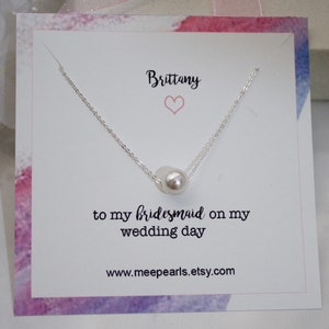 Bridal Party Gifts//Silver Pearl Necklace//Bridesmaid necklace//Gift for Bride//Wedding Jewelry//Gift for Mom//Bridal Gift//Everyday