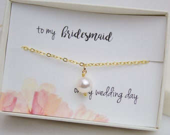 Swarovski Pearl Bridesmaid Bracelet: Sterling Silver, Gold Filled