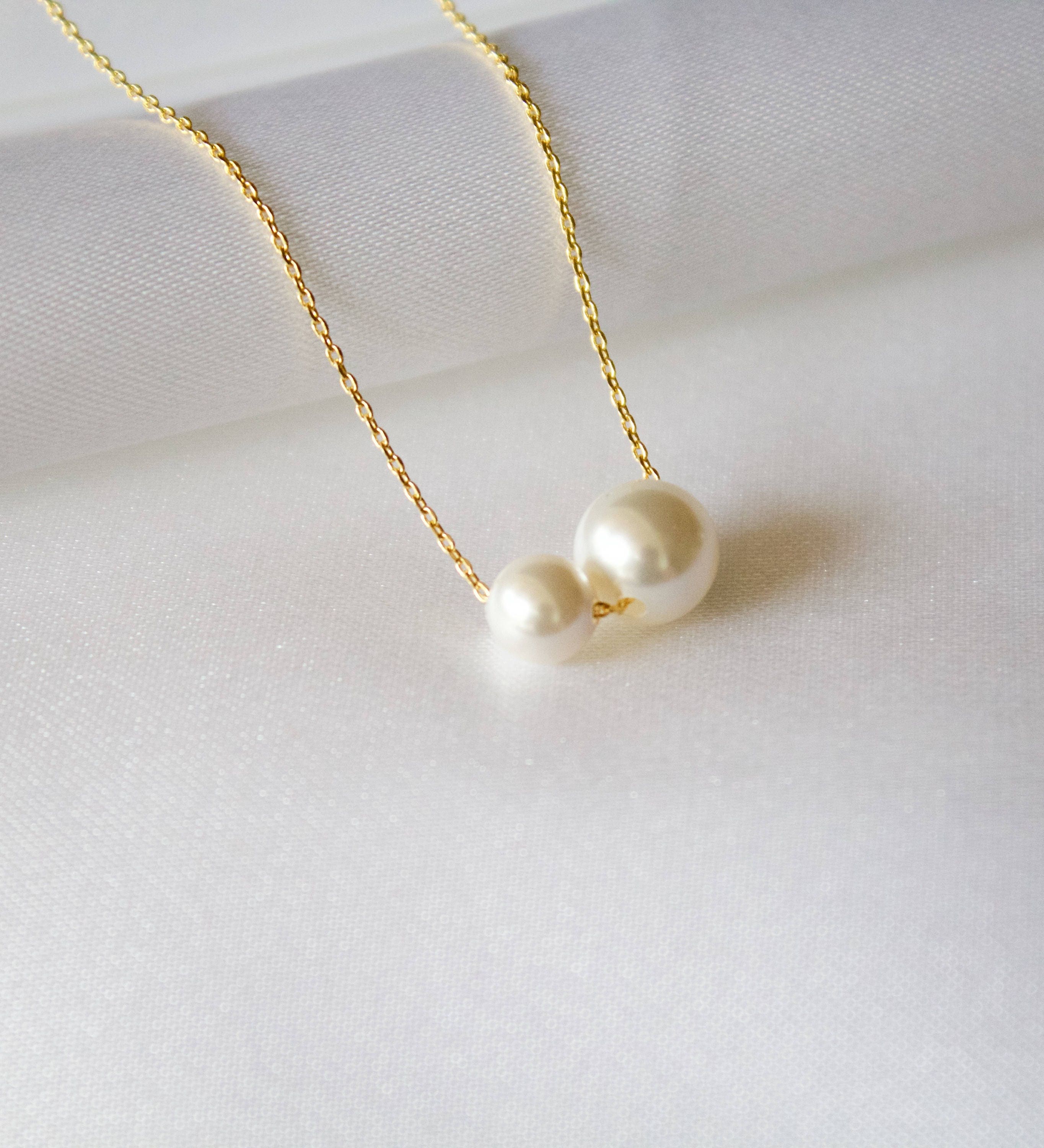Two Pearls Necklace//bridesmaid Gift//gift for - Etsy