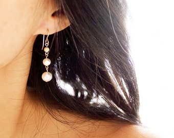 Gold Filled Pearl Drop Earrings: Swarovski Crystal Stardust Bead