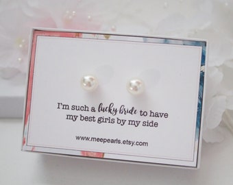 Pearl Stud Earrings//Wedding Earrings//Bridesmaid Party Gift//White Pearl Stud//Wedding Jewelry//Bridesmaid Gift//8mm, 10mm Pearl Stud