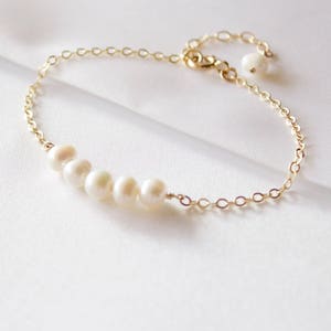 Dainty Gold Filled Freshwater Pearl Bracelet: Wedding Jewelry