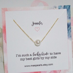 Swarovski Pearl Necklace: Bridesmaid Jewelry, Sterling Silver or Gold Fill
