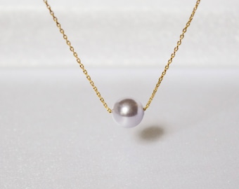 Gold Lavender Swarovski Pearl Necklace: Dainty Bridal Gift