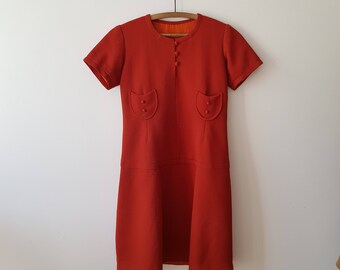 Dress / women / vintage / rust.