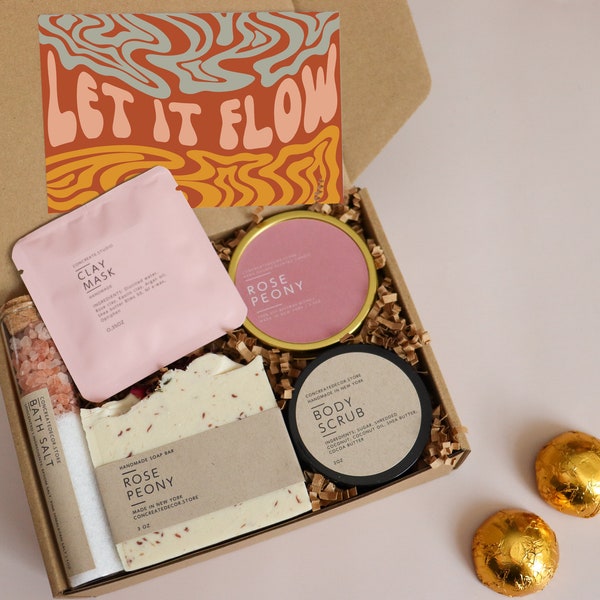 Let it flow gift box for woman, Relaxation gift box, Gift Basket, Candle, Get Well Gift for Her, Thinking of You Gift, gift basket