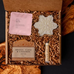 Christmas Spa Gift Box: Handmade Soap, Candle & Clay Mask