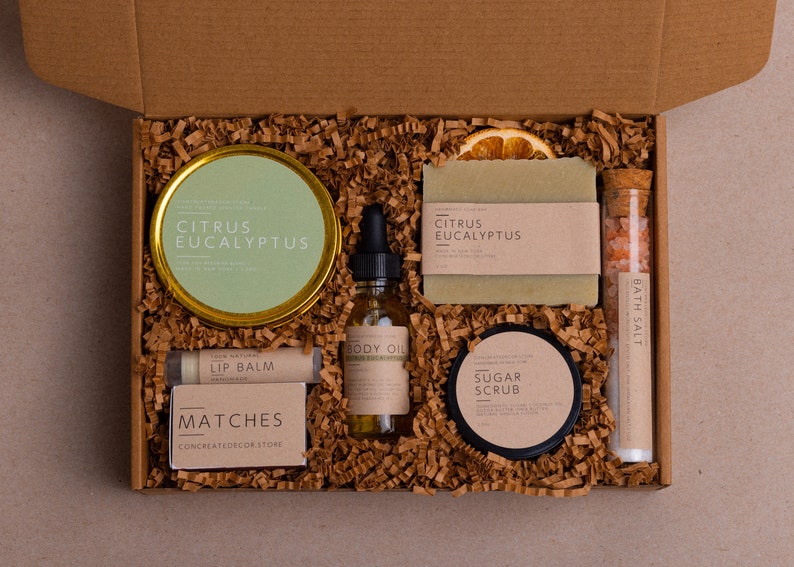 Coffret bain et beauté aux agrumes et à l'eucalyptus Coffret cadeau spa pour elle Coffret cadeau pour femme Kit Spa pour Femme cadeau fête des mères image 1