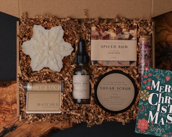 Handcrafted Christmas Gift Box: Spiced Rum Soap, Self Care Package