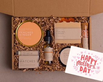 Handgemaakte perziken gember spa geschenkdoos - zelfverzorgingsset Moederdag