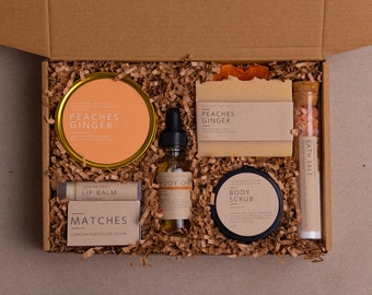 Peaches ginger | bath & beauty box | Spa gift set for her | Gift box for woman | Spa Kit for Women |  mothers day gift