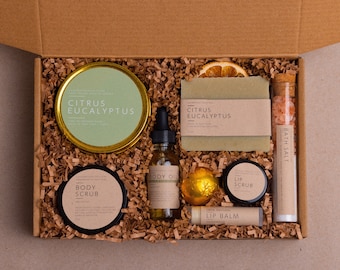 Coffret bain & beauté Agrumes eucalyptus | Coffret cadeau spa pour elle | Coffret cadeau pour femme | Trousse de spa pour femme | cadeau fête des mères