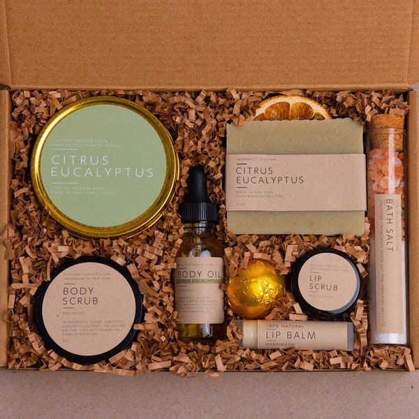 Zitrus Eukalyptus Bad & Beauty Box | Spa-Geschenkset für Sie | Box für Frau | Spa Kit für Frauen | Muttertagsgeschenk