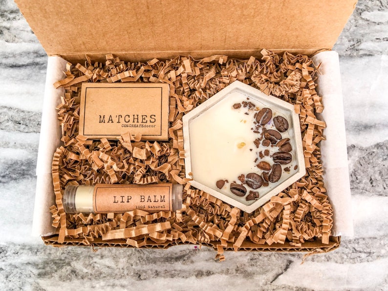 Bath & Beauty box with concrete candle Spa gift set image 0
