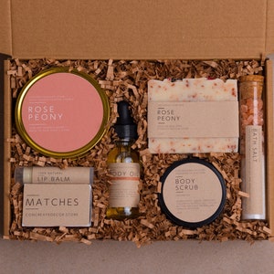 Rosenpfingstrose Bade- & Beautybox | Spa Geschenkset für Sie | Geschenkbox für Frau | Spa Kit für Frauen | Muttertagsgeschenk