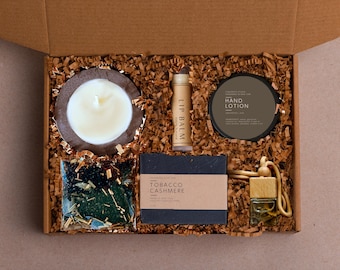Presentförpackning för mäklare: Handgjort presentset med ljus, tvål och lotion