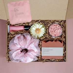 Thinking of you Geschenk, Stressabbau Care Paket, Geburtstagsgeschenk, Entspannung Selbstpflege Geschenkbox, Spa Geschenkset, süße 16 Geschenke für Mädchen Strawberry dreams