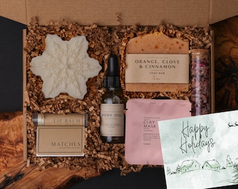 Christmas Hygge Gift Box: Handmade Soy Candle, Soap & Body Oil Set