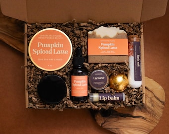 Pumpkin Spiced Latte Self Care Box, Handcrafted NYC Gift Set (Candle, Soap, Oil)