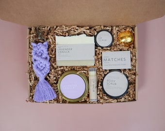 Handcrafted Self Care Gift Box: Soy Candle, Soap, Scrubs & More