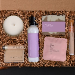 Vanilla Lavender Spa gift box, Gift box for her, Spa gift set for her, Self care kit, Spa gift box, Self care gift box, Self Care package