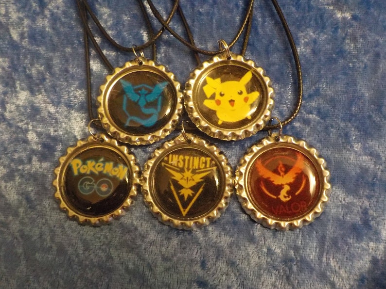 Pokemon inspired bottle cap necklaces