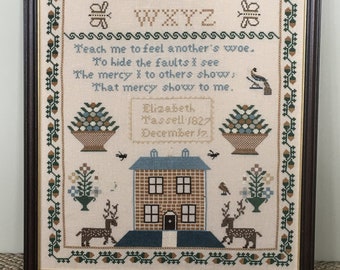 Elizabeth Tassell 1827 Antique Reproduction Sampler