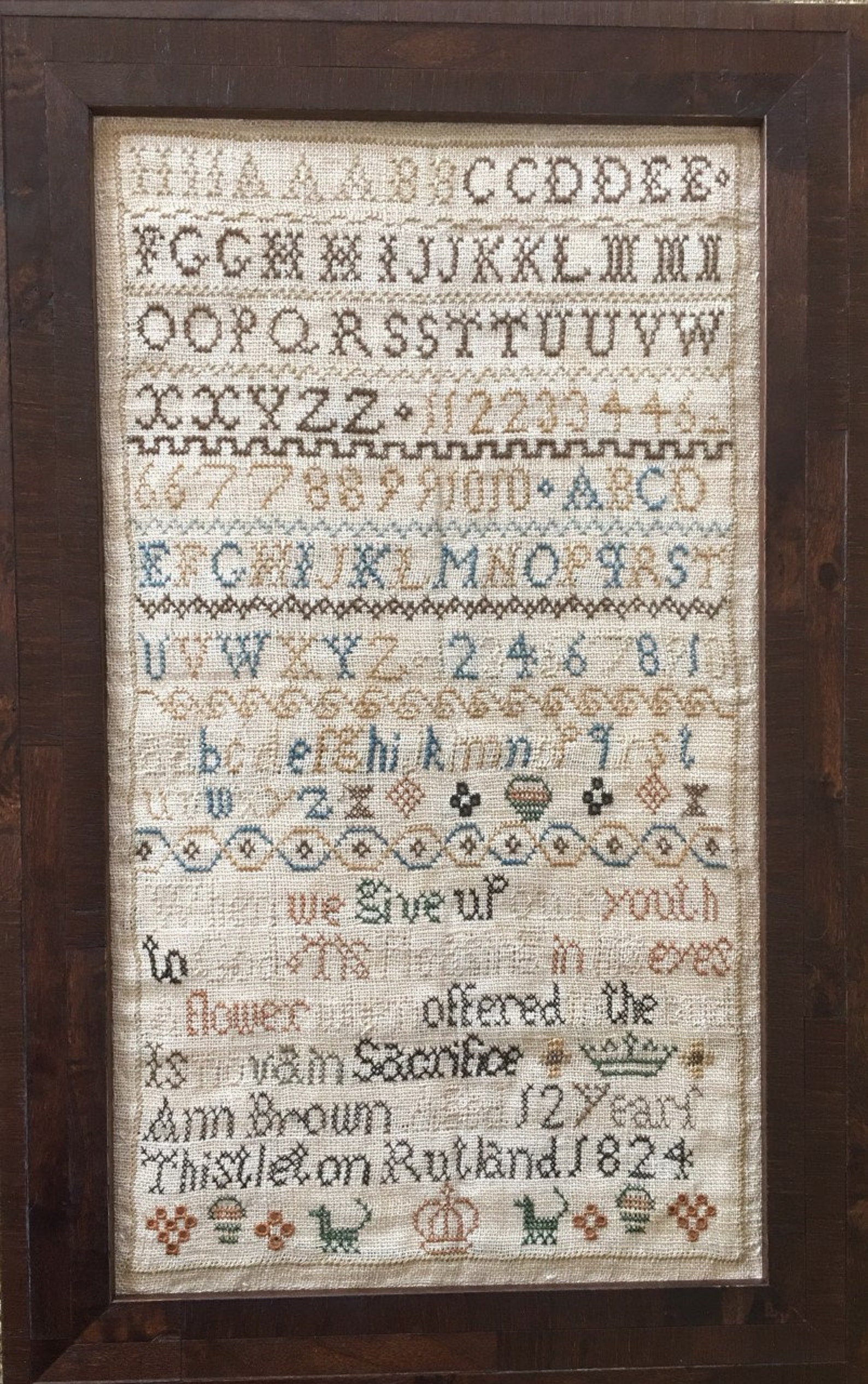 Ann Brown 1824 Antique Reproduction Sampler Etsy UK