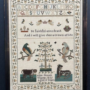 Alice Pittam 1835 A Reproduction Antique Sampler Pattern