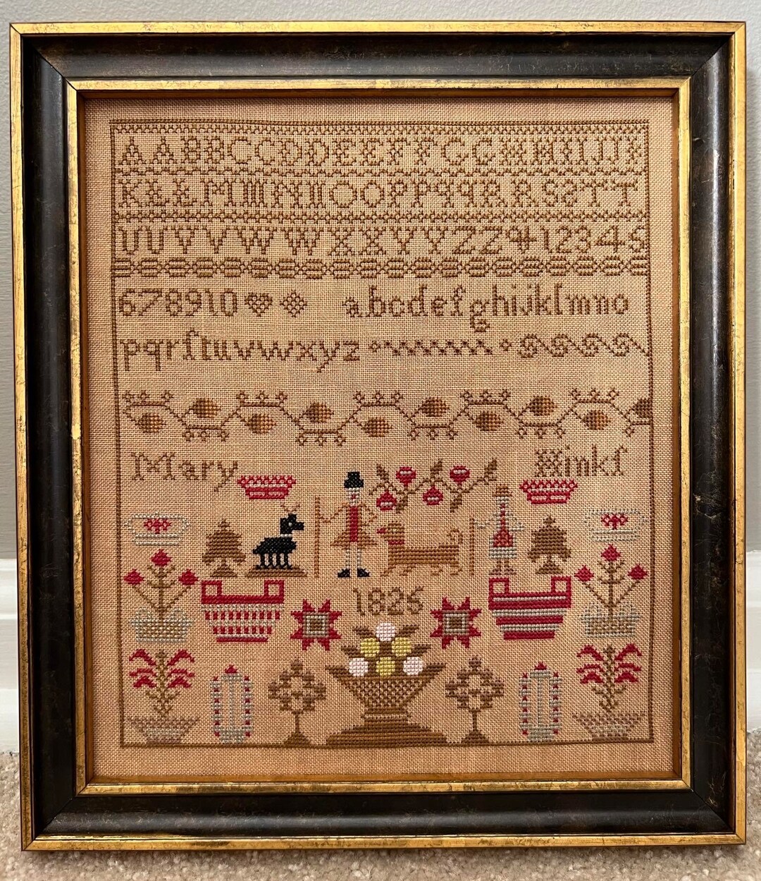 Mary's room 掛軸 墨書 Mary Hinks 1825 A Reproduction Antique Sampler Pattern - Etsy
