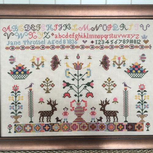 Jane Throssel 1836 Reproduction Antique Sampler Pattern Etsy UK
