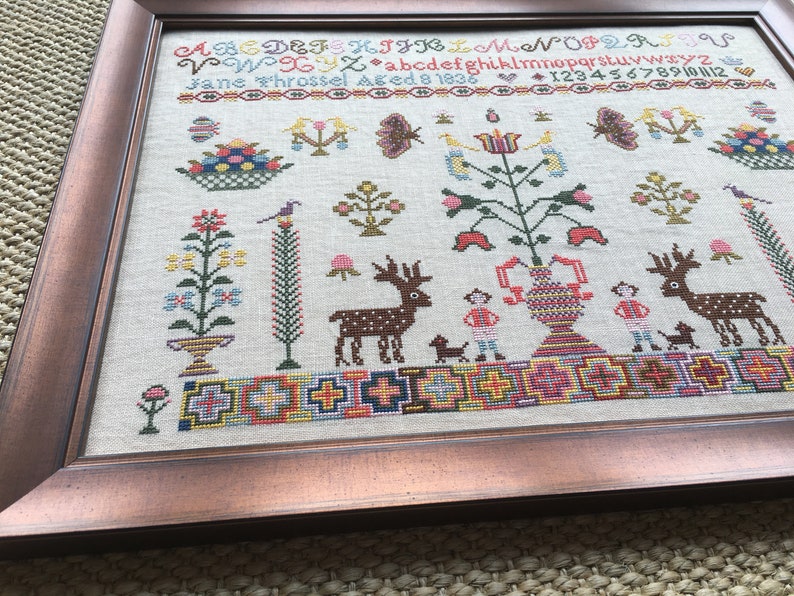 Jane Throssel 1836 Reproduction Antique Sampler Pattern Etsy