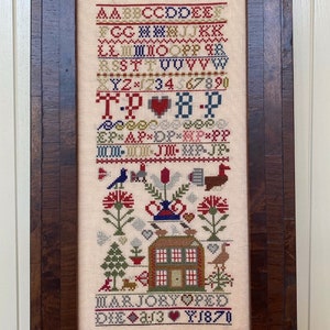 Marjory Peddie 1870 Antique Reproduction Sampler