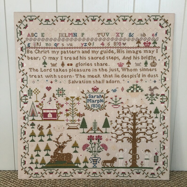 Sarah Marple 1830 Reproduction Antique Sampler Pattern Etsy UK