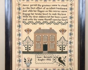 Jane Bennett 1832 Antique Reproduction Sampler