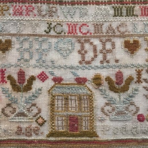 Lizzie Peddie c1874 Antique Reproduction Sampler
