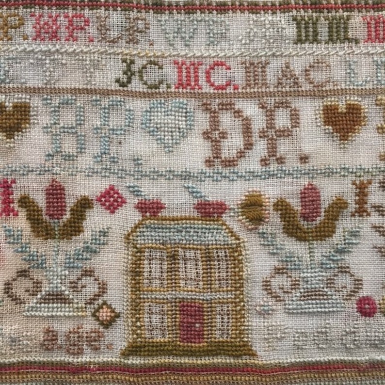 Lizzie Peddie C1874 Antique Reproduction Sampler Etsy