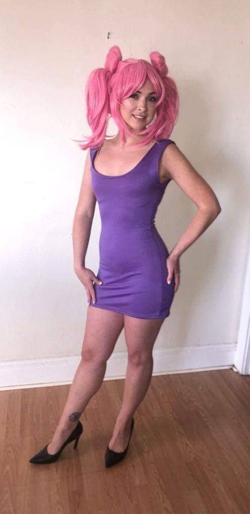 neon purple bodycon dress